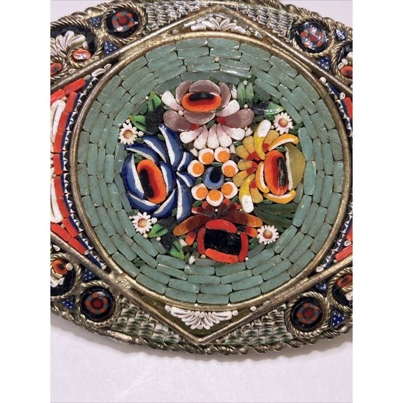 One Of A Kind Micro-mosaic Hair Barrette Or Broach  Antique main image 13
